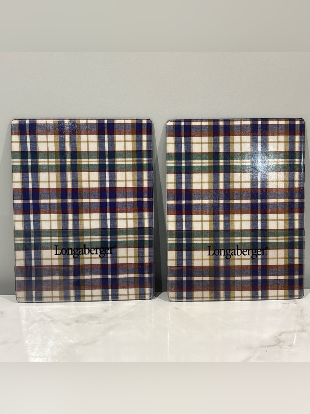Longaberger Market Day Plaid Writing Office Organizer Sleeve Board Set Of 2